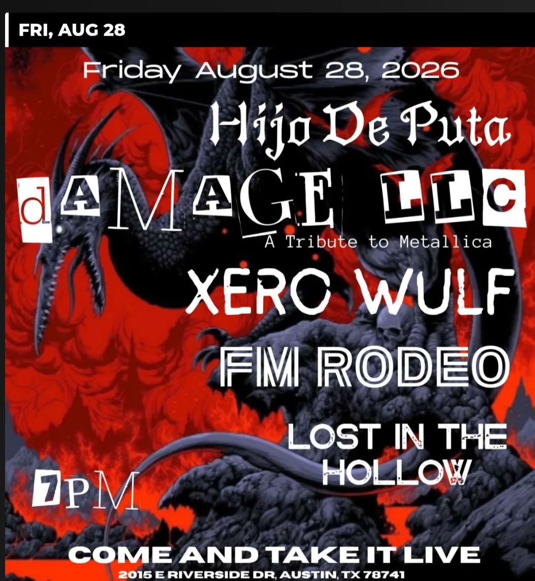 Flyer for Damage, LLC (Metallica Tribute)