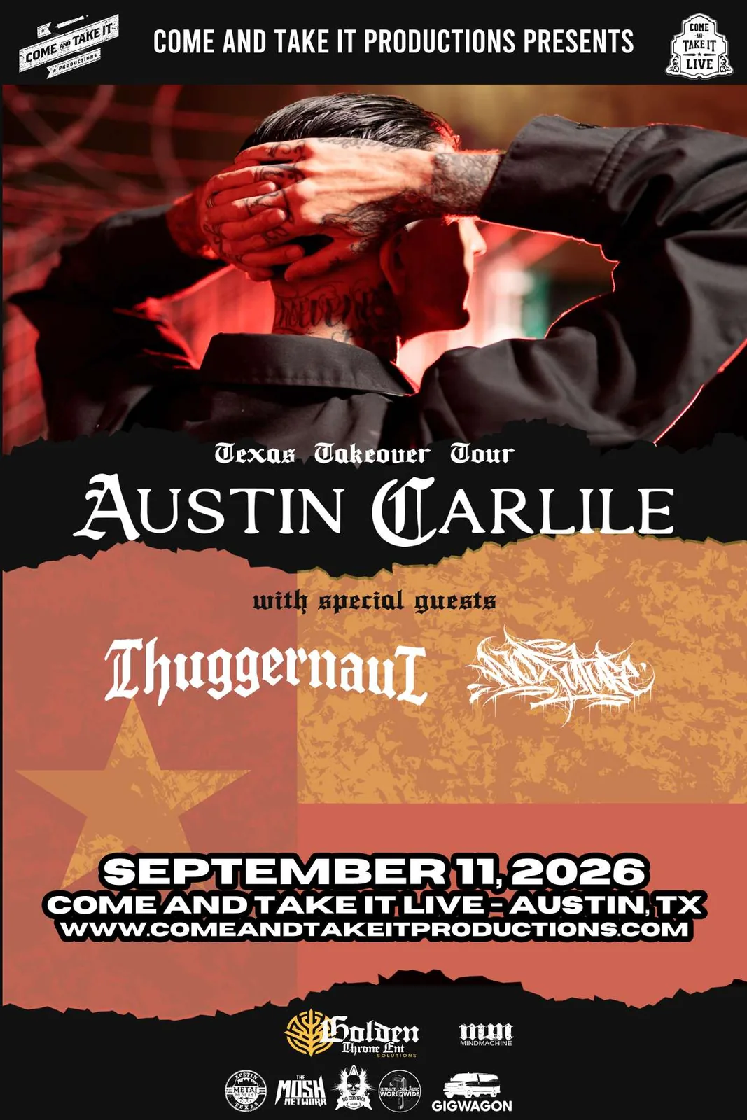 Flyer for Austin Carlile, Thuggernaut, No Future