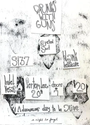 Flyer for Drunks, Guns, Rusted Shut, Blank Hellscape, and ST 37 at Hotel Vegas on September 20, 2026