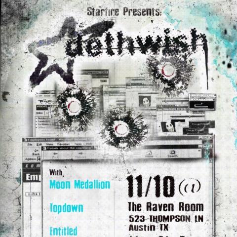 Flyer for Dethwish, Topdown, Moon Medallion, Gallows of Saturn, and Entitled at The Raven Room on November 10, 2026
