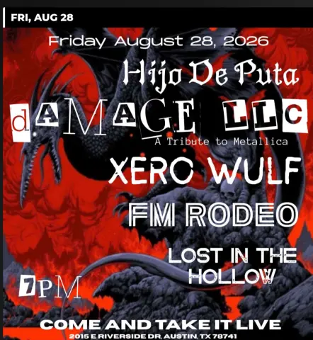 Flyer for Damage, LLC (Metallica Tribute)